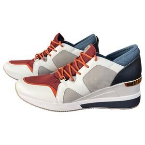 Michael Kors Liv Trainer Wedge Sneakers Maroon Orange Blue Gray Women's 9.5